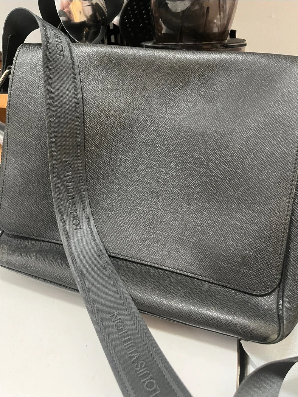 Louis Vuitton Black Leather Zip-Top Crossbody
